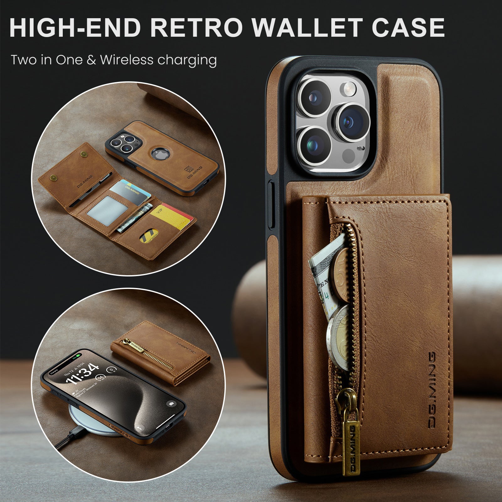 Wireless Charger Phone Case Magnetic Card Holder Protective Sleeve Wireless Charger Phone Case Magnetic Card Holder Protective Sleeve